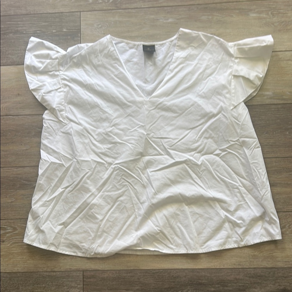 White Ruffle Sleeve Women's Top